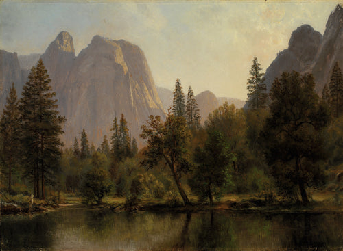 Albert Bierstadt painting of Cathedral Rocks, Yosemite Valley