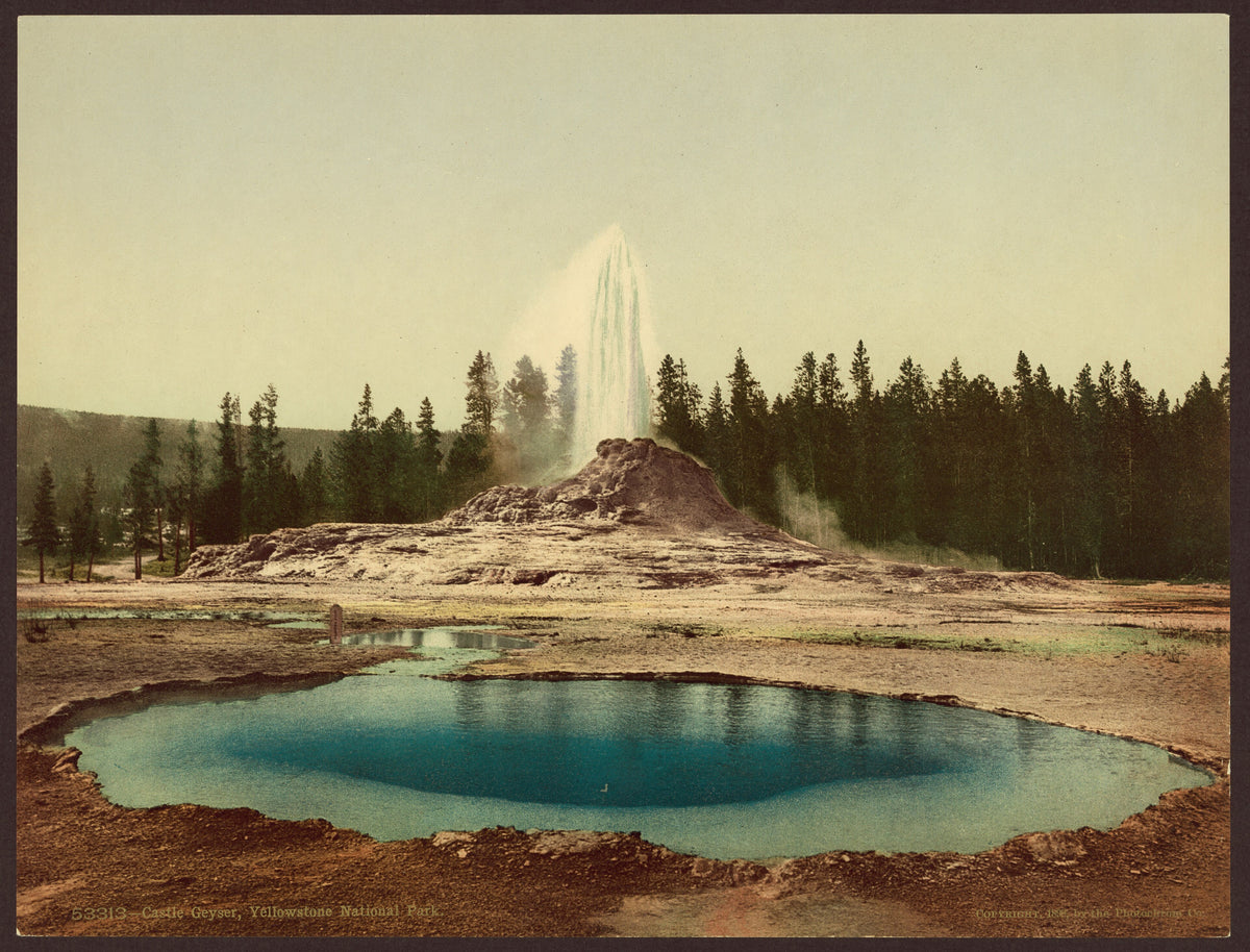 Castle Geyser, Yellowstone, photochrom c.1898