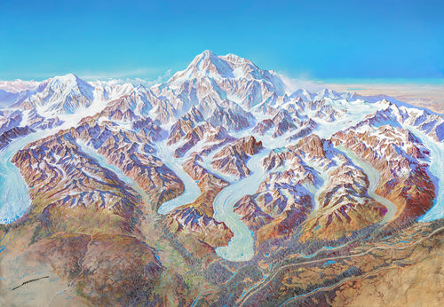 Heinrich Berann panorama painting of Denali National Park