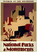 Pueblos of the Southwest, national parks and monuments poster