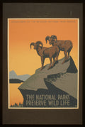 The National Parks Preserve Wild Life, bighorn sheep WPA poster