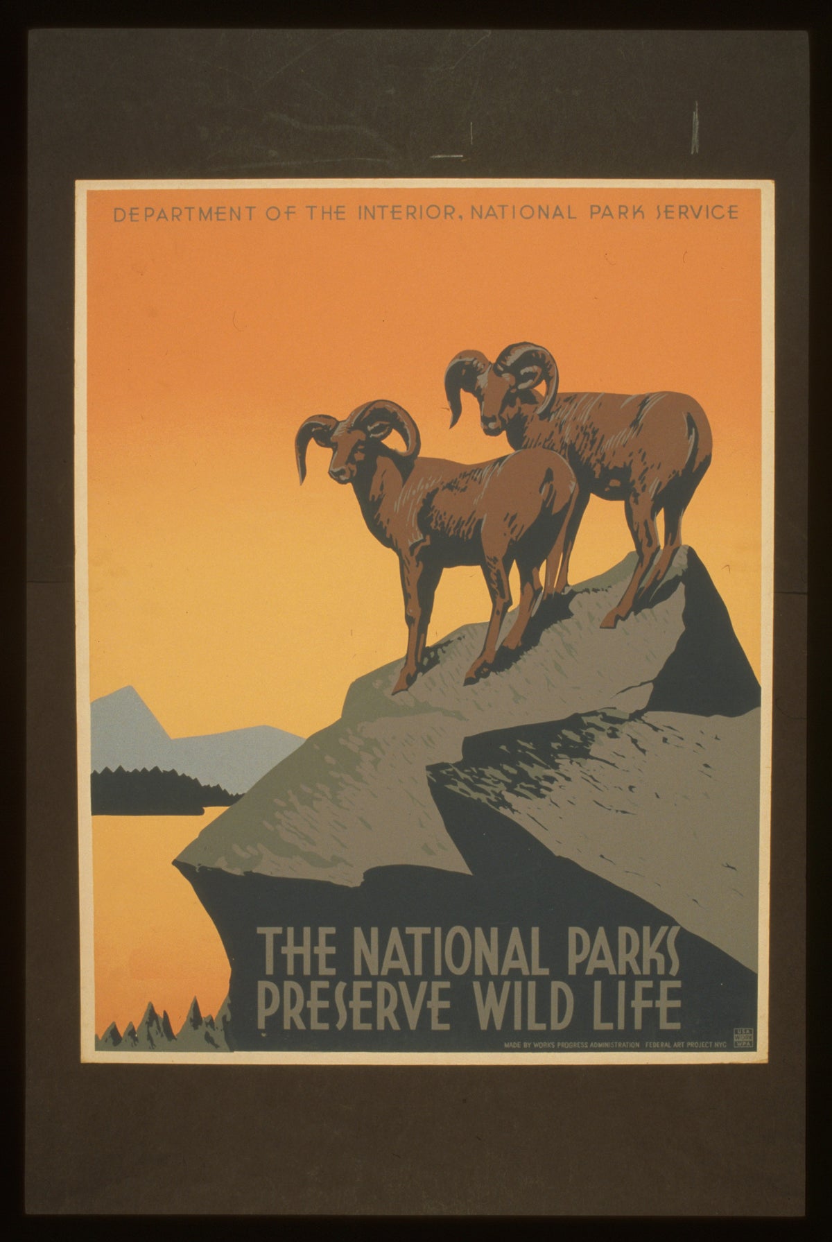 The National Parks Preserve Wild Life, bighorn sheep WPA poster