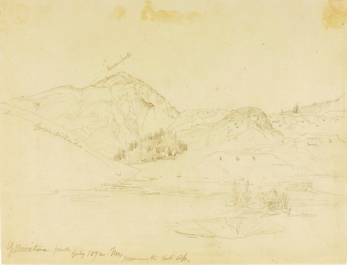Mammoth Hot Springs Sketch (Thomas Moran, 1892)