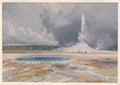 Castle Geyser, Upper Geyser Basin, Thomas Moran chromolithograph