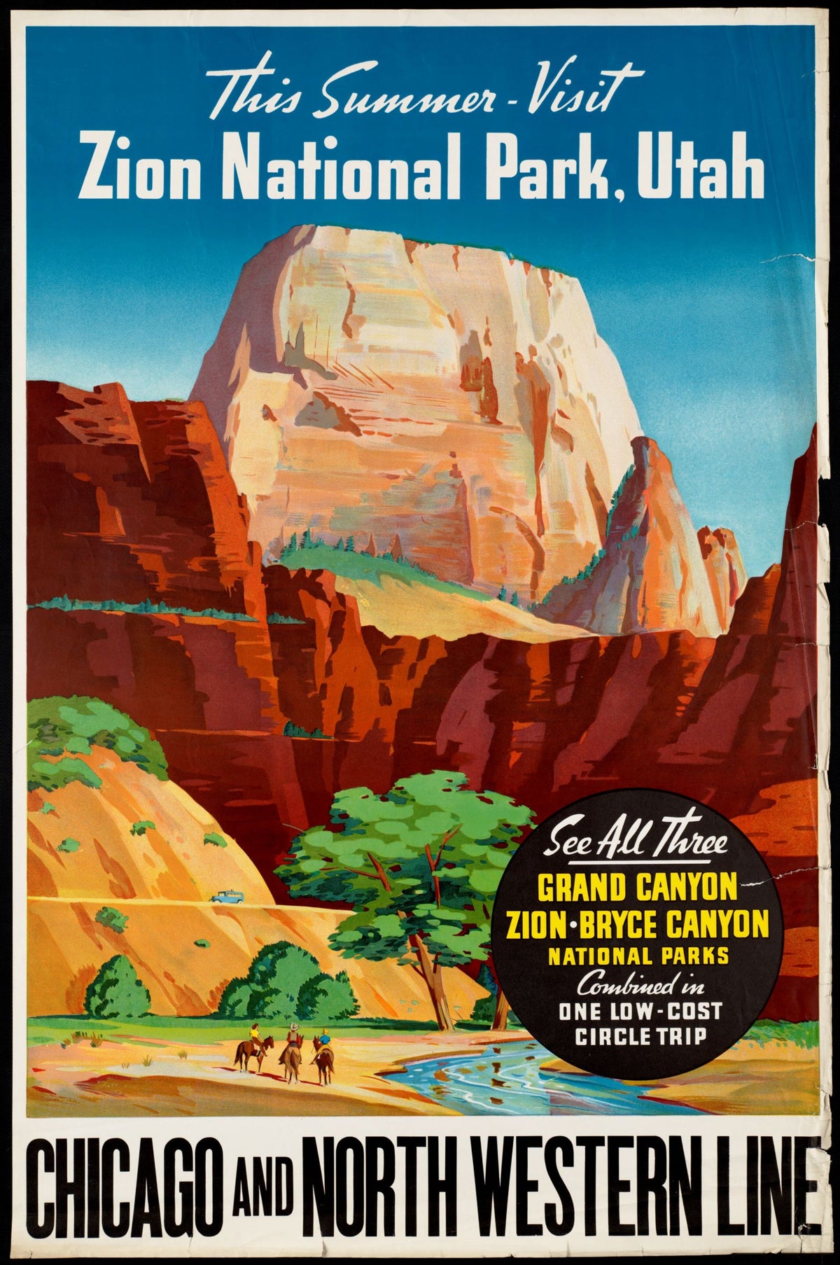 Zion, Bryce and Grand Canyon National Parks travel poster